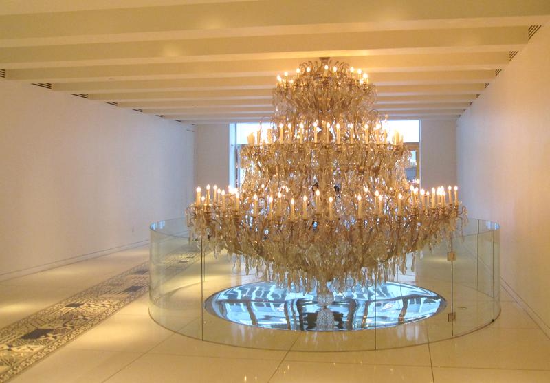 A chandelier in the lobby of 15 Broad Street.