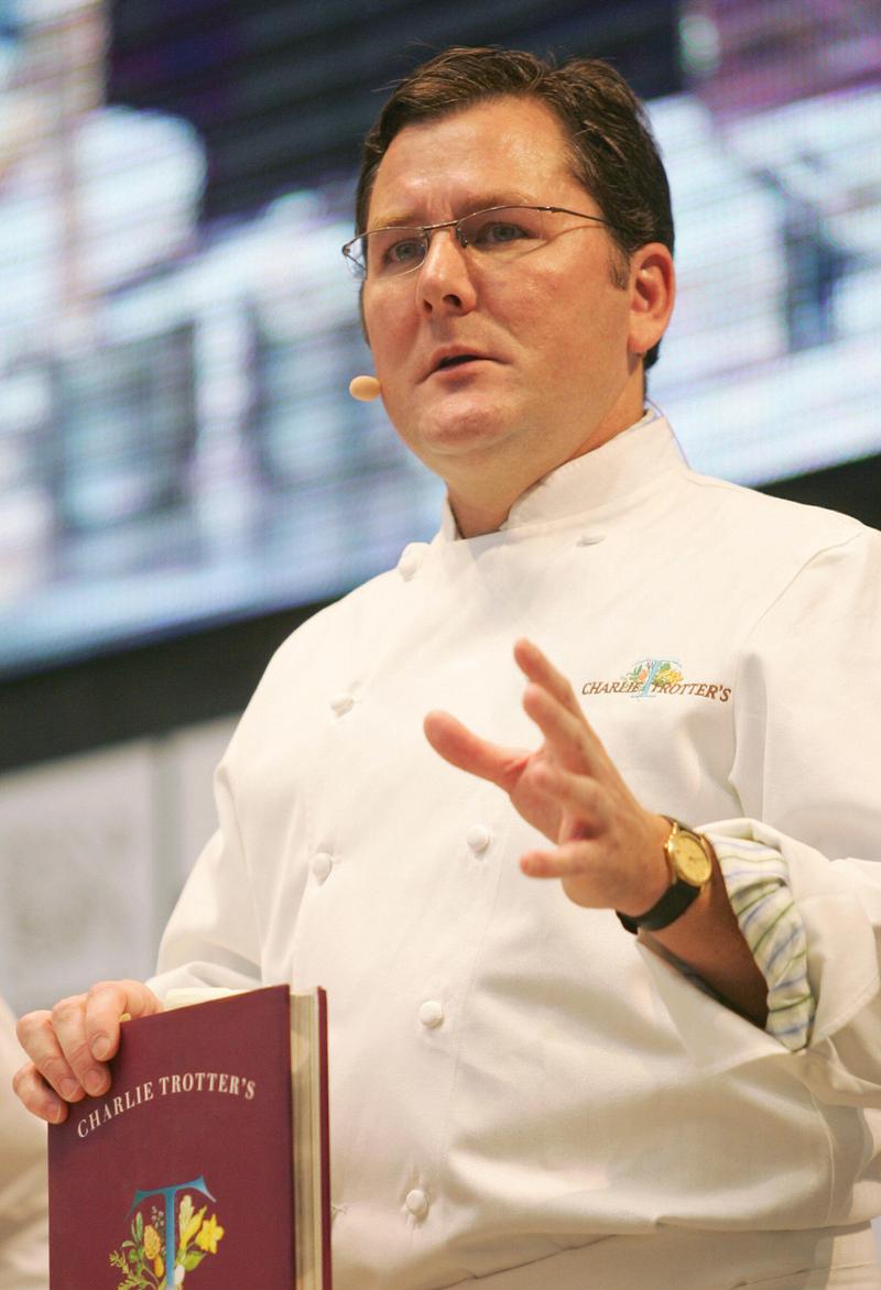US chef Charlie Trotter gives a demonstration at the 4th International Gastronomy Summit, 'Madrid Fusion' in Madrid, 19 January 2006.