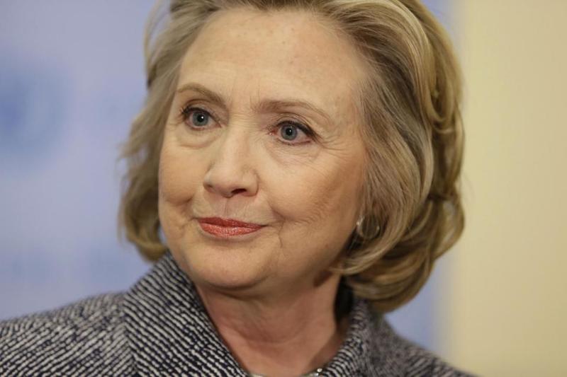 Hillary Rodham Clinton speaks to the reporters at United Nations headquarters, Tuesday, March 10, 2015.