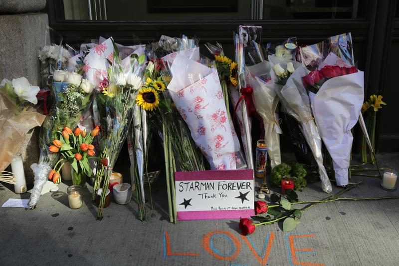 Memorial outside David Bowie's home in Soho, New York City