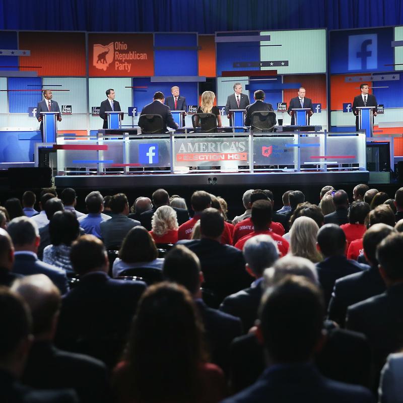 GOP candidates at the Fox News/Facebook Debate.