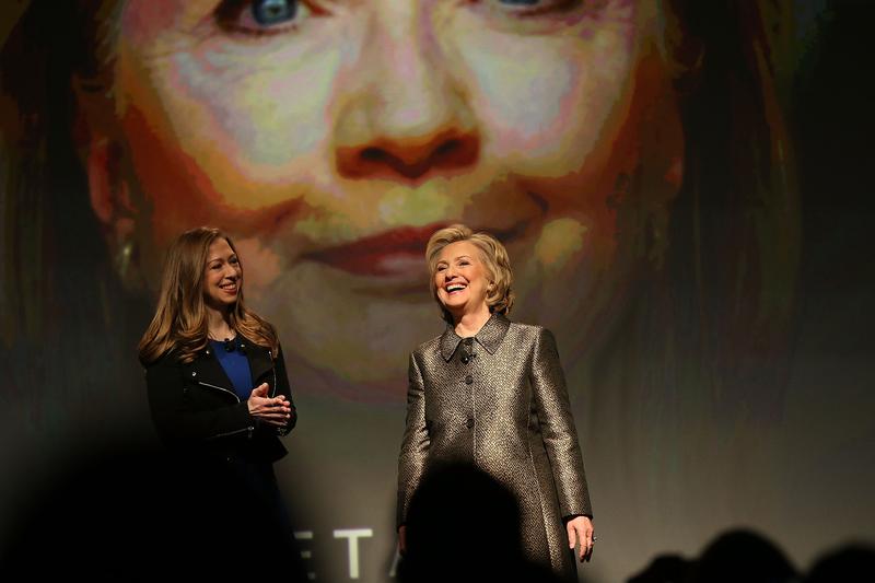 Former Secretary of State Hillary Rodham Clinton joins her daughter and Clinton Foundation Vice Chair Chelsea Clinton (L) for the official release of the No Ceilings Full Participation Report