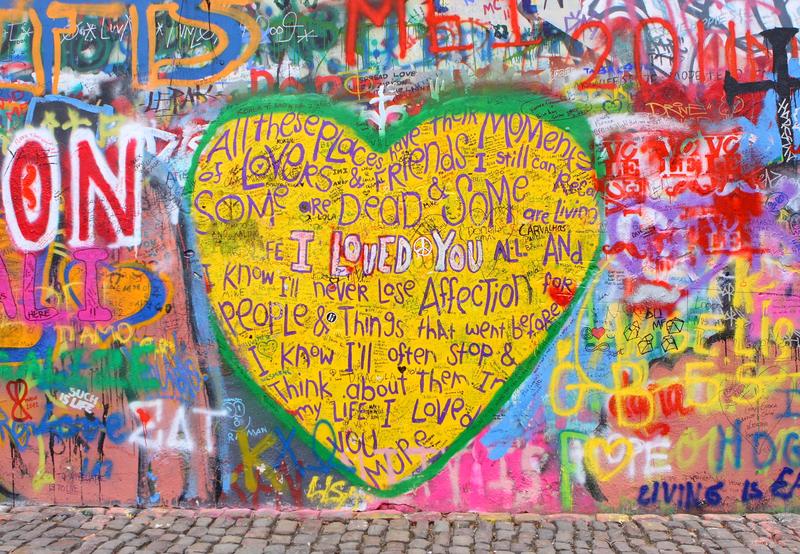 Since the 1980s, the Lennon Wall in Prague, Czech Republic, has been filled with John Lennon-inspired graffiti and pieces of lyrics from Beatles songs.