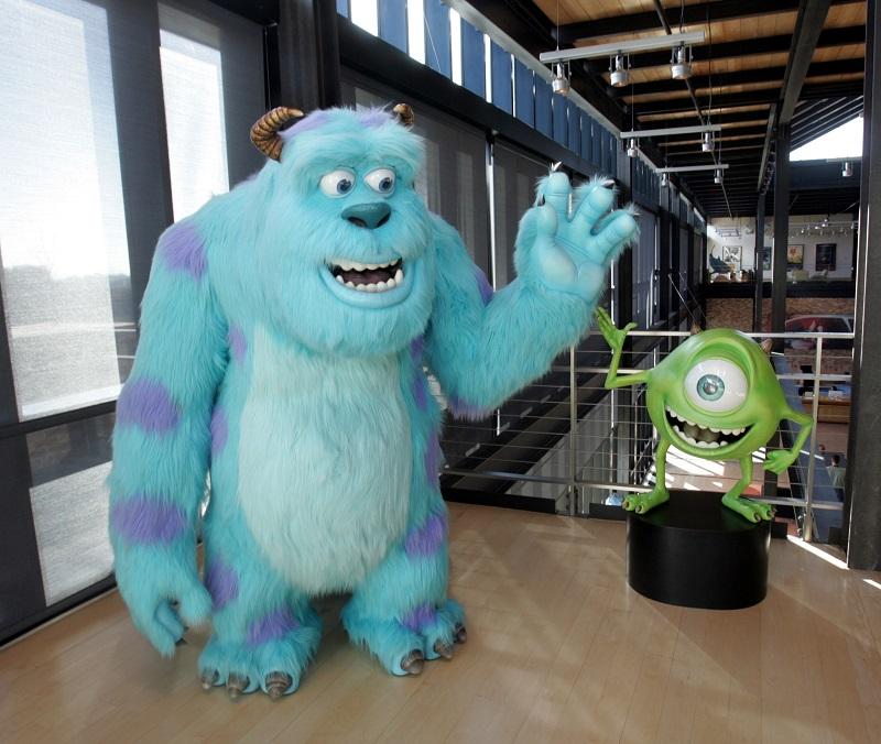 Characters from the Pixar Animation Studios Inc. movie "Monsters Inc." are shown in the lobby of Pixar headquarters in Emeryville, Calif., Tuesday, Jan. 24, 2006.