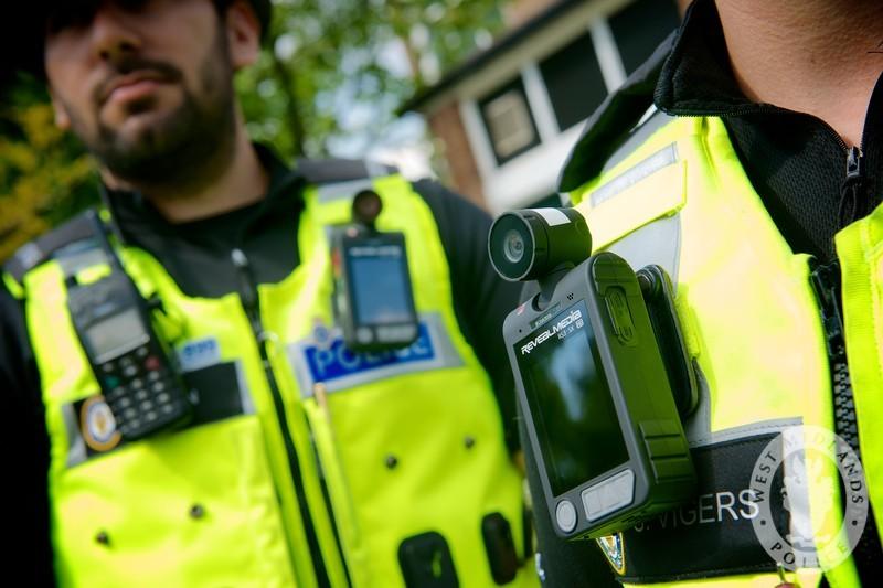 NYPD officers will wear cameras similar to those worn by these officers in South Birmingham, England.