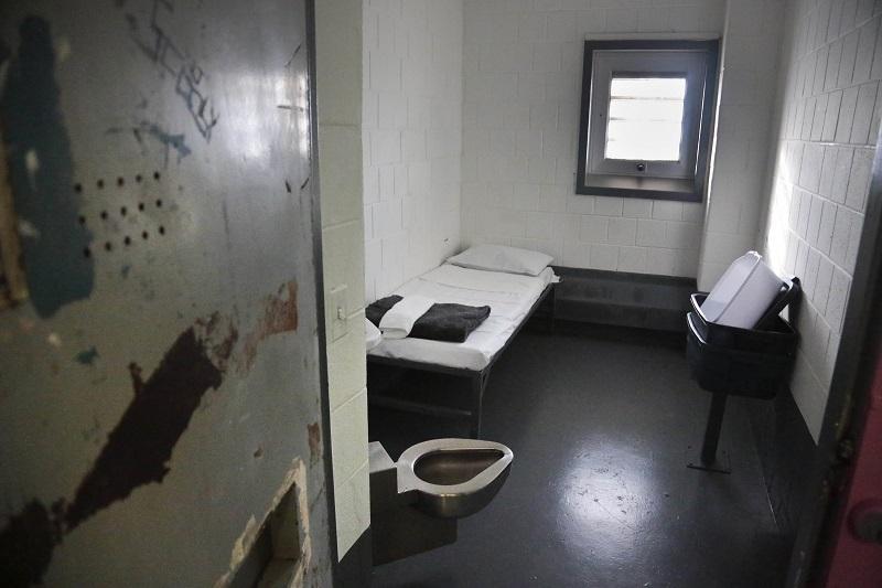 This Jan. 28, 2016 file photo shows a solitary confinement cell at New York City's Riker's Island jail known all as "the bing," is shown.