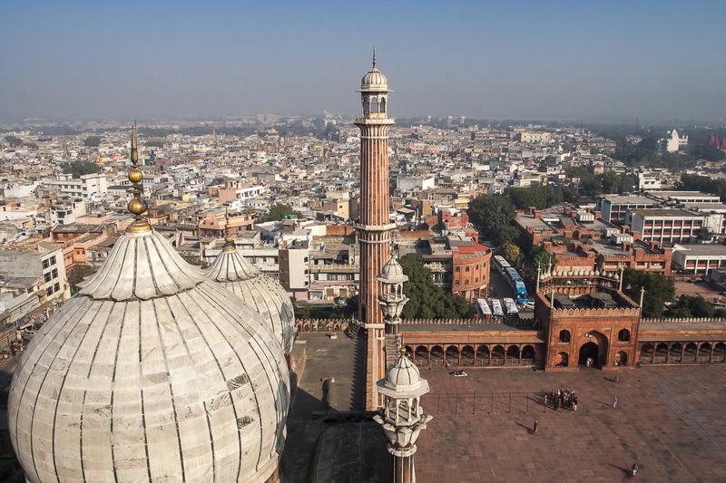 Dome and minaret of Jama Masjid Mosque in Delhi, India