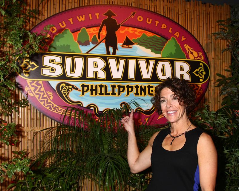 Denise Stapley posing for photos on the press line after winning 'Survivor: Philippines' reality show at CBS Television City on December 16, 2012, in Los Angeles, CA