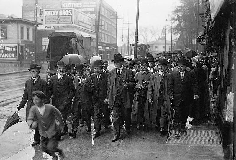 Industrial Workers of the World leaders William Dudley Haywood and his entourage in Paterson during the silk strike.