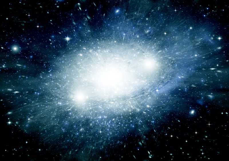 Stars of a planet and galaxy in a free space "Elements of this image furnished by NASA"
