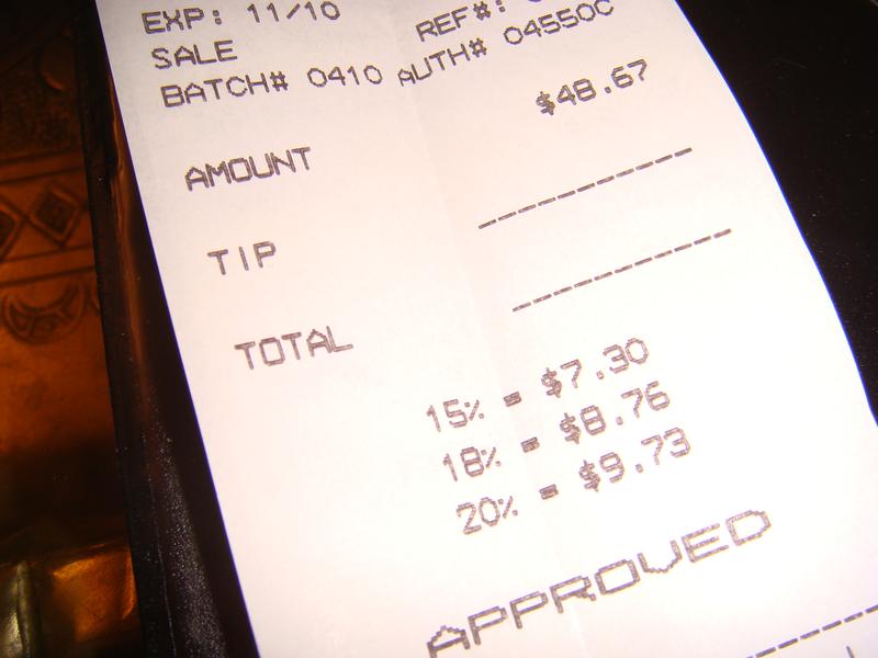 Leaving a tip at a restaurant
