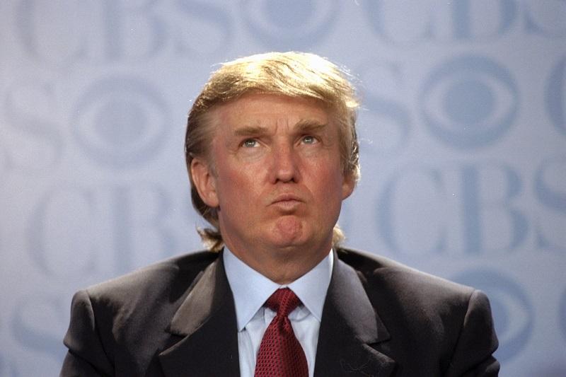 Donald Trump at news conference at the GM Building, where CBS announced that Bryant Gumbel will be the host of its new morning news program, 'This Morning.' c. 1990s