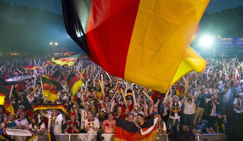 Germany supporters gather to watch the FIFA World Cup 2014 semi final football match