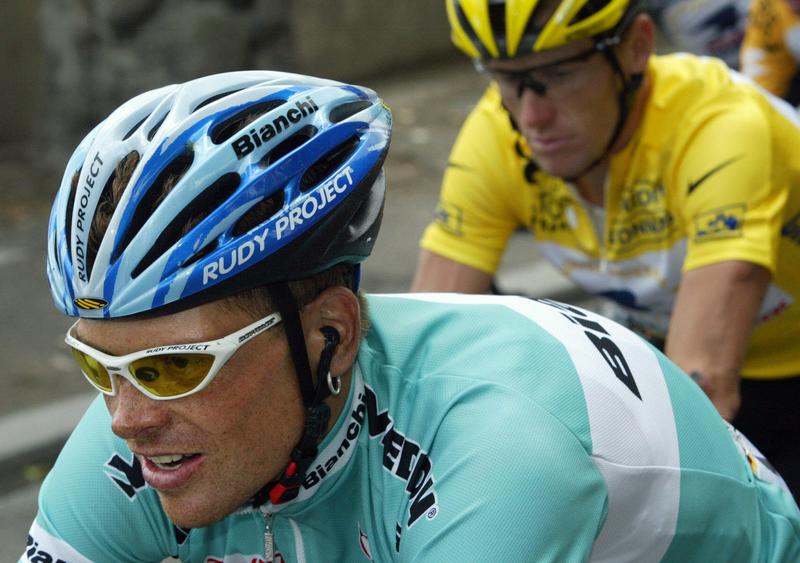 Jan Ulrich and Lance Armstrong in the 2003 Tour de France. Both riders have been found guilty of doping.