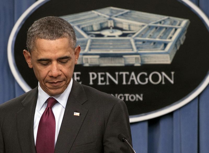 President Barack Obama speaks about the Defense Strategic Review during a press briefing at the Pentagon.