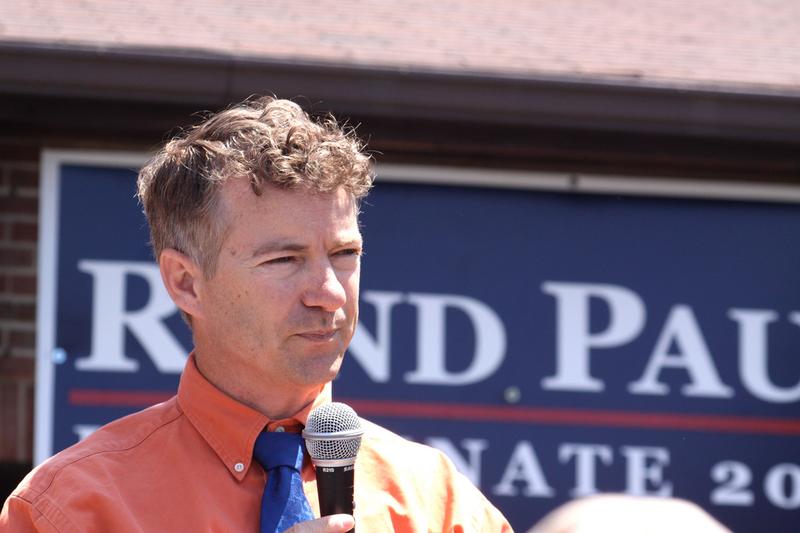 Senate candidate Rand Paul speaking to supporters at a rally in Florence, Kentucky, on May 15, 2010