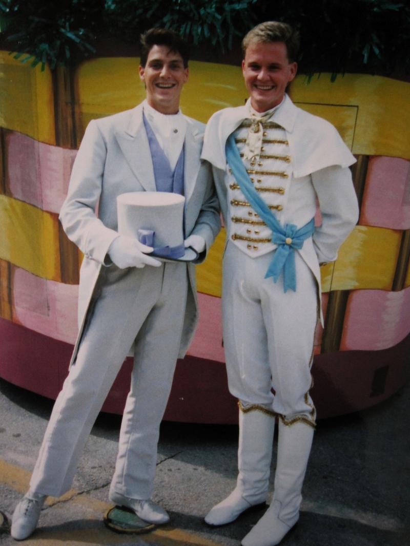 Michael Clowers and Clay Chaffin (who played Prince Charming) at Walt Disney World in 1989; the couple has been together ever since