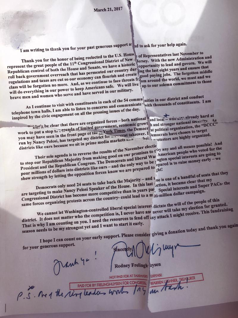 Letter from Rep. Rodney Frelinghuysen