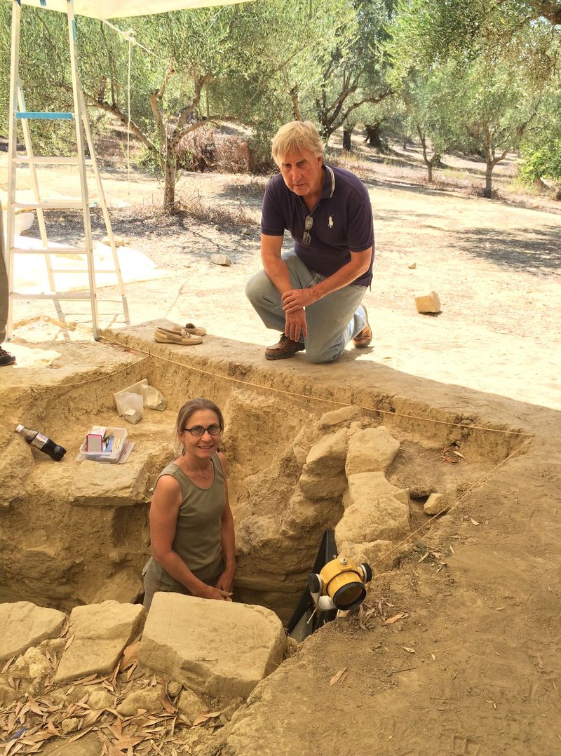 University of Cincinnati's Sharon Stocker, left, and Jack Davis led a team of 45 archaeologists and experts in various specialties, as well as students, during this summer's excavations in Pylos, Gree