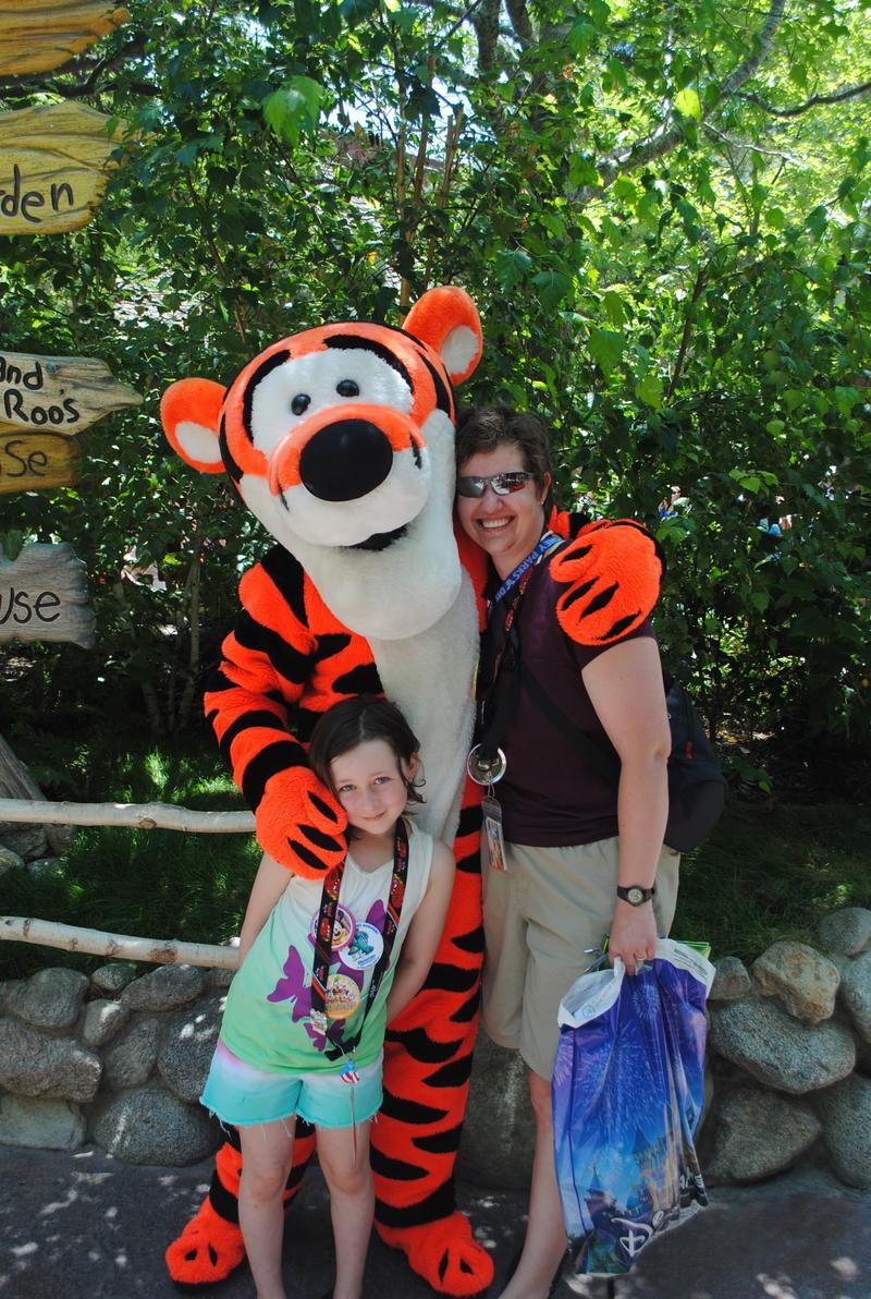 Annabel Fabian, 9, and her mom Genie Cesar-Fabian, and Tigger