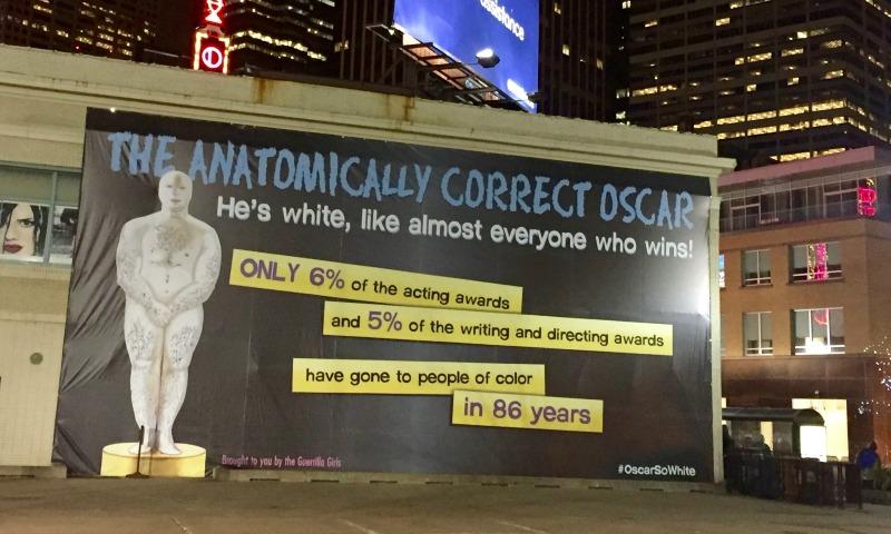 A Guerrilla Girls poster decrying racial bias in the Academy Awards
