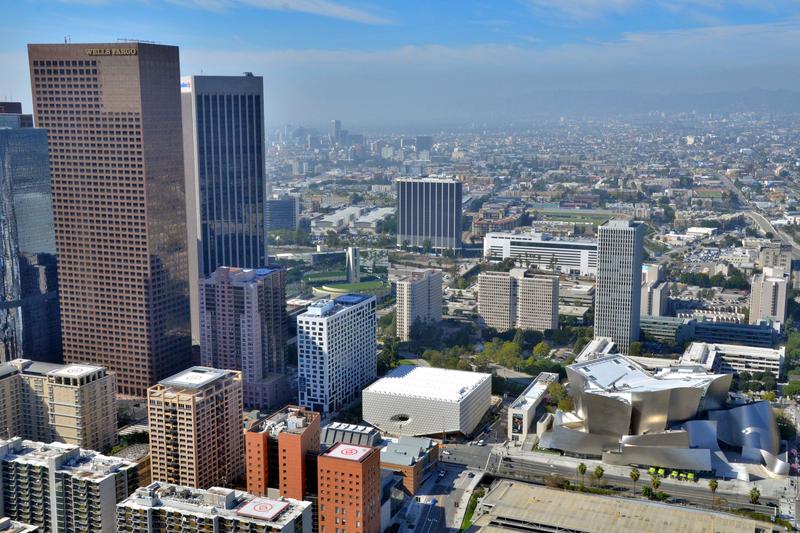 Aerial photo of The Broad in downtown Los Angeles