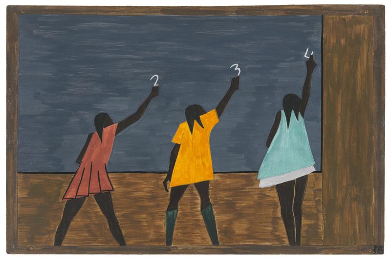 Panel 58: “In the North the Negro had better educational facilities,” 1940-41. Casein tempera on hardboard, 18 x 12″.